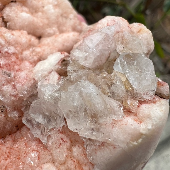 Pink Amethyst Quartz Crystal Druzy Freeform with Red - Picture 4 of 11